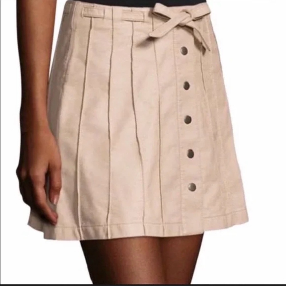 Free People Cream Button-Front Mini Skirt